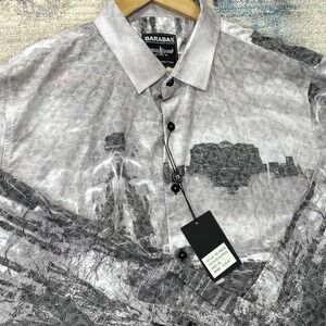 Barabas Shirt Mens XL NWT Abstract Print Monochrome Drip Luxury Button Up